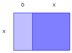 Geometrisk figur sammensatt av rektangel og kvadrat.